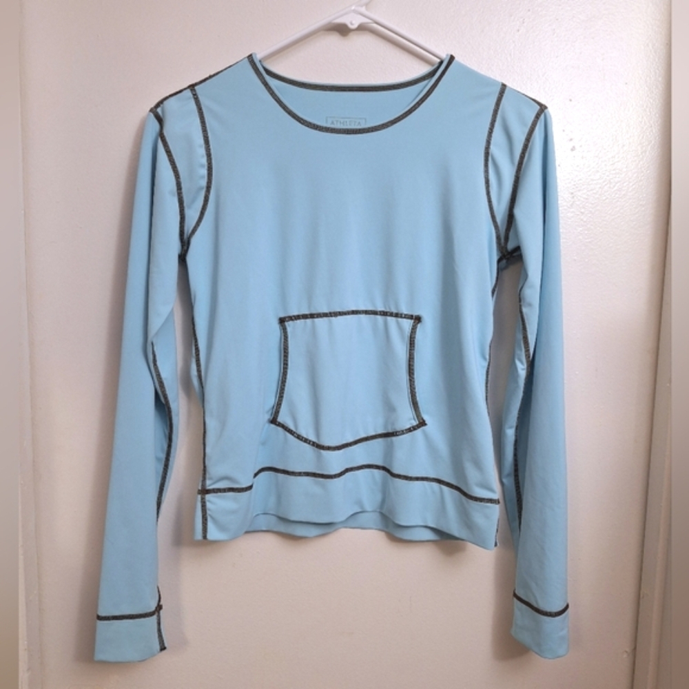 Athleta Rash Guard Surf Swimwear Top Longsleeve Stretch Pastel Blue Women XS